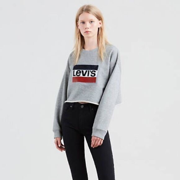 Levis sequined hem cropped sweatshirt. Medium - Picture 1 of 7